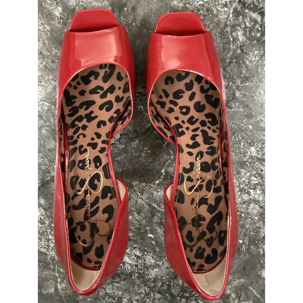 Jessica Simpson Red Patent Peep-Toe High Heels - Picture 7 of 10